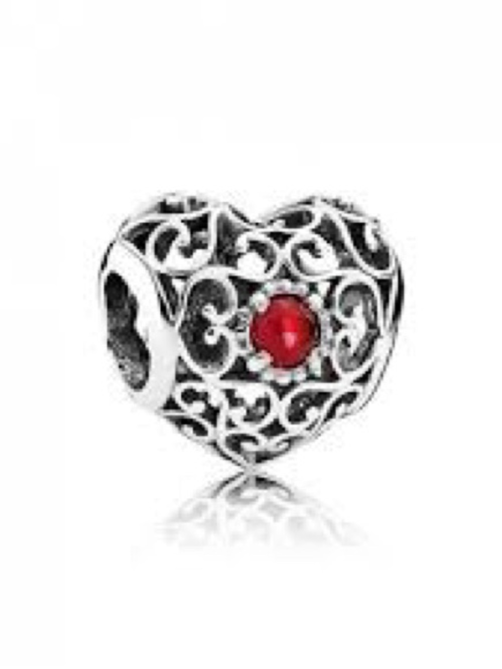 January Birthstone Heart Charm